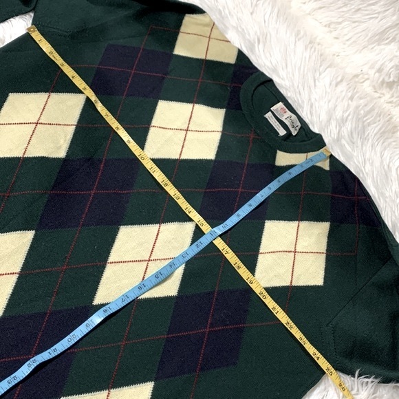 PRINGLE of SCOTLAND argyle pure wool sweater crewneck longsleeves men’s Large - Picture 7 of 10